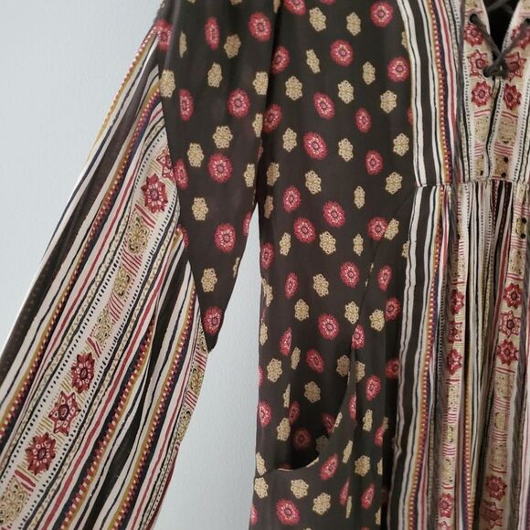 Free People Rain Or Shine Pebble Print Bohemian Floral Tunic Mini Dress Size S - Picture 6 of 9